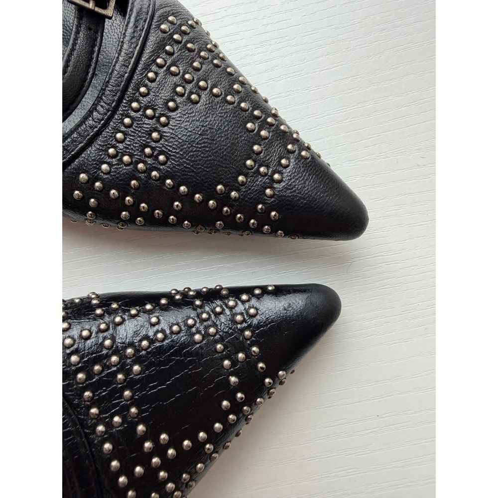 Christian Dior Black Leather Studded Pointed Toe Pumps Charm Heels Size 38 - Picture 9 of 16